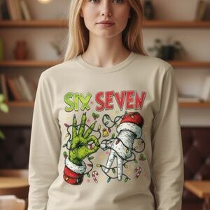 67 Grinch T-shirt Funny Christmas Tshirt long sleeve custom, S M L XL Tan New